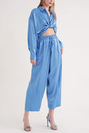 Blue Loose fit trousers with elastic waist 41646