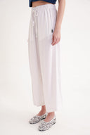 Ecru Loose fit trousers with elastic waist 41646