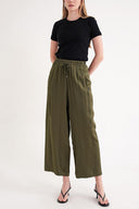 Khaki Loose fit trousers with elastic waist 41646