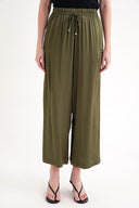 Khaki Loose fit trousers with elastic waist 41646