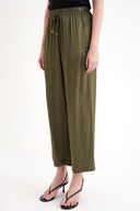 Khaki Loose fit trousers with elastic waist 41646
