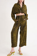 Green Black Loose fit trousers with elastic waist 41646