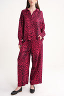 Burgundy Loose fit trousers with elastic waist 41646