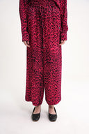 Burgundy Loose fit trousers with elastic waist 41646