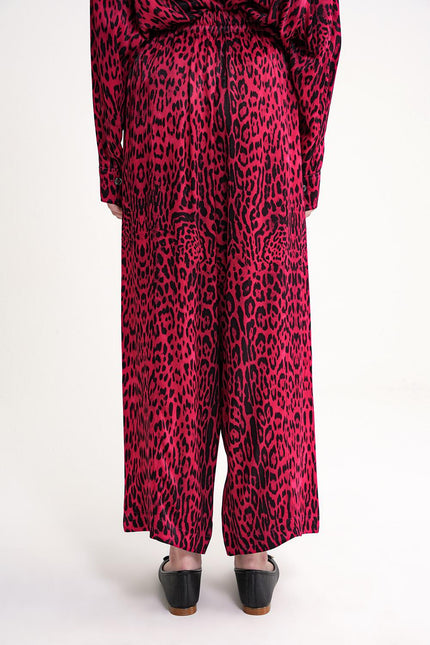 Burgundy Loose fit trousers with elastic waist 41646