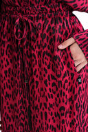 Burgundy Loose fit trousers with elastic waist 41646