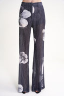 Black Pleated wide leg trousers with elastic waist 41649