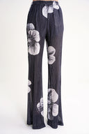 Black Pleated wide leg trousers with elastic waist 41649