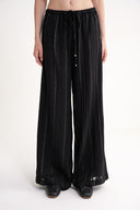 Black Loose cut lined trousers with elastic waist 41652