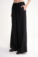 Black Loose cut lined trousers with elastic waist 41652