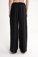 Black Loose cut lined trousers with elastic waist 41652