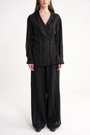 Black Loose cut lined trousers with elastic waist 41652