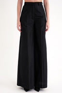 Black Wide cut trousers with elastic waist 41653