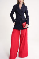 Red Wide cut trousers with elastic waist 41653