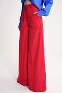 Red Wide cut trousers with elastic waist 41653