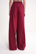 Burgundy Wide cut trousers with elastic waist 41653