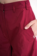 Burgundy Wide cut trousers with elastic waist 41653