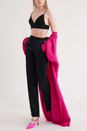 Black Elastic waist wide leg trousers 41658
