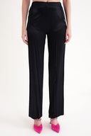 Black Elastic waist wide leg trousers 41658