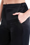 Black Elastic waist wide leg trousers 41658