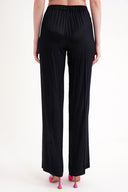 Black Elastic waist wide leg trousers 41658