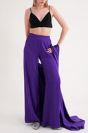 Purple Elastic waist wide leg trousers 41658