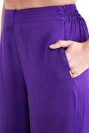 Purple Elastic waist wide leg trousers 41658