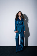 Oil Elastic waist wide leg trousers 41658
