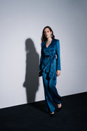 Oil Elastic waist wide leg trousers 41658