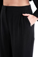 Black Elastic waist wide leg trousers 41659