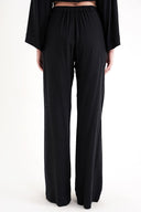 Black Elastic waist wide leg trousers 41659