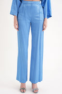 Blue Elastic waist wide leg trousers 41659