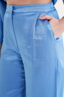 Blue Elastic waist wide leg trousers 41659