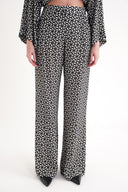 Patterned Elastic waist wide leg trousers 41659