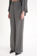Patterned Elastic waist wide leg trousers 41659