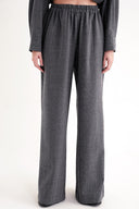 Gray Elastic waist wide leg trousers 41660