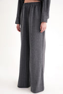Gray Elastic waist wide leg trousers 41660