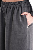 Gray Elastic waist wide leg trousers 41660