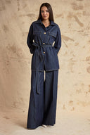 Navy Blue Wide-leg trousers with an elastic waist 41663