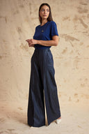 Navy Blue Wide-leg trousers with an elastic waist 41663