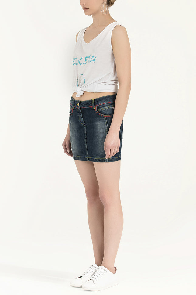 Indigo Slim fit denim skirt 80314