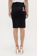 Black Slim fit cotton skirt 80382