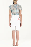 White Slim fit cotton skirt 80382