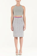 Black White Striped cotton skirt 80383