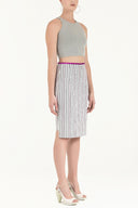 Black White Striped cotton skirt 80383