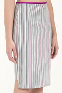 Black White Striped cotton skirt 80383