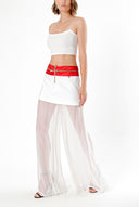 White Zipper detailed chiffon trouser skirt 80387
