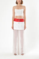 White Zipper detailed chiffon trouser skirt 80387
