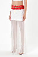 White Zipper detailed chiffon trouser skirt 80387