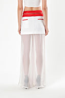 White Zipper detailed chiffon trouser skirt 80387